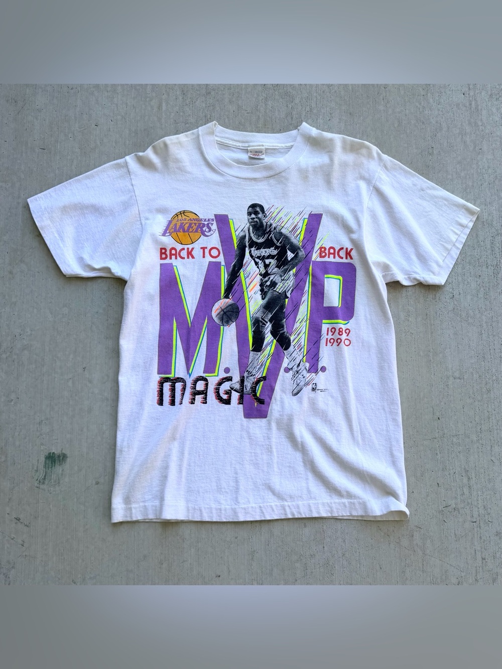 Vintage Magic Johnson T Shirt 80s MVP Lakers Single Stitch Back To Back